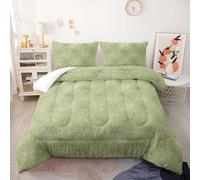 Couette Fleur Verte Vintage Couette Enfant Adultes Polyester Doux Respirable Confort Tout au Long de L'année avec Taie d'oreiller 50x75 cm Lavable Lit 2 Personnes 228x228 cm