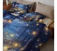 Couette Forêt Magique Lucioles Imprimée, Légère 4 Saisons Fantaisie Conte De Fées Tempérée Microfibre Jaune Lavable Couette avec Taie d'oreiller, pour Adulte Enfant Couettes sans Housse 200x200 cm