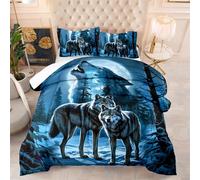 Couette Gris Loup Edredon Polyester Respirante Couette Tres Chaude Lavable Couette Epaisse 4 Saisons Couette 2 Personnes Epaisse Couette Hiver+2 Taies d'oreiller(50x75cm) 203x228cm