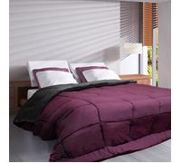 Couette Hiver 140x200 Cm Cocoon Bicolore Prune/Gris Garnissage Fibre Polyester 400 G/M2