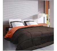 Couette hiver 200x200 cm COCOON BICOLORE Chocolat/Corail garnissage fibre polyester 400g/m2