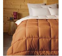 Couette hiver 240x220 cm COCOON BICOLORE Marron Ocre/Galet garnissage fibre polyester 400 g/m2