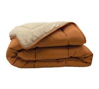 Couette hiver 260x240 cm COCOON BICOLORE Marron Ocre/Galet garnissage fibre polyester 400 g/m2