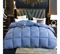 Couette Hiver Chaude Coton Couette en Duvet et Plume Couette Édredon Couverture Naturelle et Confortable, Lavable en Machine (Bleu,220X240 cm-2kg)