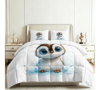 Couette Imprimé Glace Neige Animal Pingouin 200x200 cm 4 Saisons pour Lit 2 Personnes, Édredon Réversible Onirique, Parure de Lit Microfibre Douce et Respirante avec 2 Taie d'oreiller 65x65 cm