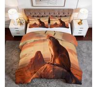Couette Imprimée 140 x 200 cm Fantastique Animaux Lynx Couette sans Housse 4 Saisons, Microfibre Douce et Respirante édredon pour Enfant Adulte Decoration Chambre, Jaune