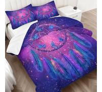 Couette Imprimée 200x200 Attrape-rêves, Papillon Dreamcatcher Couette sans Housse Personnes en Microfibre, Réversible Parure lit 3 Pièces avec Taie d'oreiller, 4 Saisons Lavable en Machine U&f24