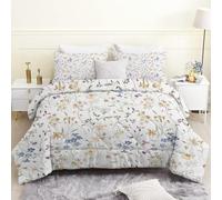 Couette Imprimée 200x200 Floral D'Été Couette 4 Saisons Blanc Couette sans Housse Couette 2 Personnes en Microfibre, Couette Réversible Ultra Douce Lavable en Machine