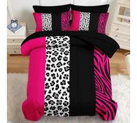 Couette Imprimée 200x200 Imprimé léopard Couette sans Housse Lavable Adulte Imprimé zèbre 2 Personne Édredon Chaude, Décoration - Edredon Microfibre Douce, 2 Taies d'oreiller 65x65 YUd1702