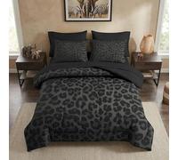 Couette Imprimée 200x200 Imprimé léopard Couette sans Housse Lavable Adulte Noir 2 Personne Édredon Chaude, Décoration - Edredon Microfibre Douce, 2 Taies d'oreiller 65x65 YUd1600