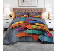 Couette Imprimée 220 x 240 cm Flèches Directionnelles Couette pour Chambre De Garçon Adolescent Studio, Art du Papier Découpé Microfibre Soft Couettes 4 Saisons Adolescents Couettes sans Housse