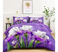 Couette Imprimée 220 x 240 cm Multicolore Couette 4 Saisons Raffiné Élégant Floral Couettes Réversible Douce et Confortable et 2 Taie d'oreiller 65x65 cm Lavable en Machine