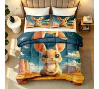 Couette Imprimée 220x240 Lapin Mignon Animal 4 Saisons Duvet 2 Personnes | Réversible Couette Imprimée sans Housse, Paysage Désertique Douce Édredon Lavable avec 2 Taie d'oreiller 65x65 2a706