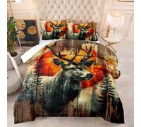 Couette Imprimée 230X260 Fleur De Cerf Quilt Microfibre,Couette avec Rembourrage en Polyester,4 Saisons Couverture Respirante De Mode Minimaliste avec 2 Taie d'oreiller 50X75