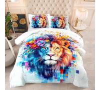 Couette Imprimée 230X260 Loup Bleu Quilt Microfibre,Couette avec Rembourrage en Polyester,4 Saisons Couverture Respirante De Mode Minimaliste avec 2 Taie d'oreiller 50X75