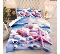 Couette Imprimée 240X220 Coquille Rose Quilt Microfibre,Couette avec Rembourrage en Polyester,4 Saisons Couverture Respirante De Mode Minimaliste avec 2 Taie d'oreiller 50X75