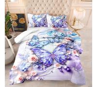 Couette Imprimée 240X220 Le Papillon Violet Quilt Microfibre,Couette avec Rembourrage en Polyester,4 Saisons Couverture Respirante De Mode Minimaliste avec 2 Taie d'oreiller 50X75