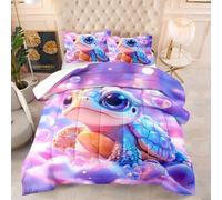 Couette Imprimée 240X220 Tortue Marine Rose Quilt Microfibre,Couette avec Rembourrage en Polyester,4 Saisons Couverture Respirante De Mode Minimaliste avec 2 Taie d'oreiller 50X75