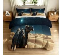 Couette Imprimée 240x260 Chameau du Désert Duvet 2 Personnes 4 Saisons | Ciel étoilé Douce Couette sans Housse Lavable avec 2 Taie d'oreiller Decoration Chambre