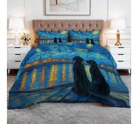 Couette Imprimée 4 Saisons 220 x 240 cm Animaux Golden Retriever Labrador Retriever Parure de Lit 3 Pièces, Microfibre Douce & Anti-Acariens - Conception Sans Housse avec Matelassage Losanges, Bleu