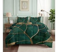 Couette Imprimée 4 Saisons 220x240cm Feuilles Nervures Métalliques | Couette sans Housse Lavable pour lit 2 Personnes - Douce Respirante Moderne Luxe Botanique Couverture Quilting