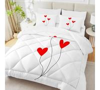 Couette Imprimée Amour Couette 200x200 4 Saisons, Amour Couette 2 Personnes Legere et Chaude, Edredon Réversible pour Decoration Chambre, Mode Simple Noir