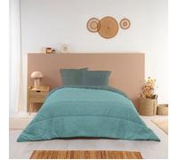 Couette Imprimée Chaude Dana 140x200cm pour Lit 90x190 - Édredon 350g/m² Microfibre Fabriqué en France - Vert/Gris - BLEU CALIN