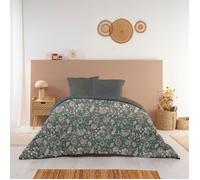 Couette Imprimée Chaude Fursy 140x200cm pour Lit 90x190 - Édredon 350g/m² Microfibre Fabriqué en France - Vert/Gris - BLEU CALIN