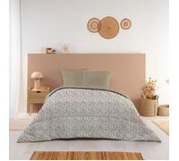 Couette Imprimée Chaude Othon 240x260cm - Édredon 350g/m² Microfibre Fabriqué en France - Beige Rosé/Beige Seigle - BLEU CALIN