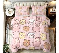 Couette Imprimée Dessin Animé Animaux, Couette 4 Saisons Motif Rose Chien
