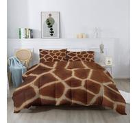 Couette Imprimée Motif Girafe Fourrure Animale 220x240 cm, Reversible Couettes 4 Saisons Motif Camouflage, Brun Lavable en Machine Edredon sans Housse avec 2 Taies d'oreiller 65x65 cm
