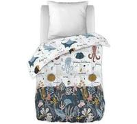 Couette Imprimée Motifs Océan 140x200 cm + 1 Taie d'oreiller 60x60 cm - NEMO - ALTOBUY Blanc G