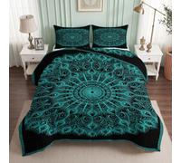 Couette Imprimée Mystérieux Mandala 180 x 200 cm pour Lit 2 Personne | Abstrait Plume Couette sans Housse 4 Saisons, Microfibre Douce et Respirante Couette Matelassée pour Enfant Adulte