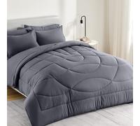 Couette King Size SLEEP ZONE, couette r versible en duvet alternatif, l g re, douce et respirante, toutes saisons, gris fonc