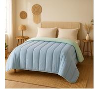 Couette légère Bleu clair / Vert clair - 2 personnes 220 x 240 - spécial été - mortreux