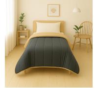 Couette légère Gris foncé/Sable - 1 personne 140 x 200 - Spécial été - MORTREUX