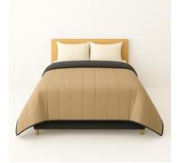 Couette légère gris foncé / taupe - 2 personnes 220 x 240 - spécial été - mortreux