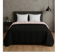 Couette légère - MORTREUX - 240 x 260 cm - Noir/Rose - Spécial été - Lavable en machine