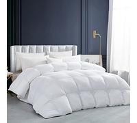 Couette Lourde et Luxueuse en Plumes d'oie pour l'hiver, Couette Lestée - Housse 100% Coton égyptien, Poids de Remplissage de 1,842,7 g, Blanc uni