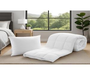 Couette Magique mi-saison Sampur XXL pliable et zippable : 135 x 200 cm / Blanc
