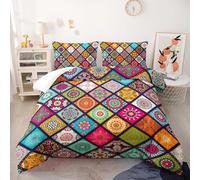 Couette Mandala Vert Rose Couette Enfant Adultes Polyester Doux Respirable Confort Tout au Long de L'année avec Taie d'oreiller 50x75 cm Lavable Lit 2 Personnes 228x228 cm