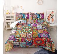 Couette Mandala Vert Violet Couette Enfant Adultes Polyester Doux Respirable Confort Tout au Long de L'année avec Taie d'oreiller 50x75 cm Lavable Lit 2 Personnes 228x228 cm