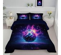 Couette Matelassée Boule Disco 220x240cm Couette Sphère Lumineuse Légère en Polyester pour lit 2 Personnes Édredon sans Housse et 1 Taies d'oreiller 65x65 cm pour 4 Saisons, Violet