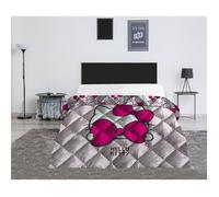Couette Matelassée - HELLO KITTY - Réversible 240x220 cm - Polyester 250 g/m² - Lavable en machine - Oeko Tex