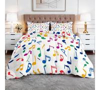 Couette Matelassée Imprimée 4 Saisons Pop Art Musique Notes De Musique 180 x 200 cm Douce Léger et Chaud Couette sans Housse 2 Personnes, Edredon Réversible pour Grand Lit et Couple, Couleur