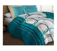 Couette microfibre 220x240 - Imprimée double-face - 550 grs/m2 - Roue libre turquoise