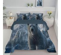 Couette Microfibre 264x228 cm, Edredon 4 Saisons Lavable Animaux Sauvages Réalistes Couette Légère et Respirante, Ours Polaire Iceberg Courtepointe Imprimée Bleu Douce et Confortable Sans Housse