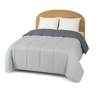 Couette - MORTREUX - 200x200 cm - Gris Foncé/Gris Clair - Garnissage 350g/m² - Fabrication Française