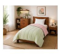 Couette - MORTREUX - Couette bicolore - 1 personne 140x200 - Ultra légère 200g/m² - Microfibre Vert/Rose
