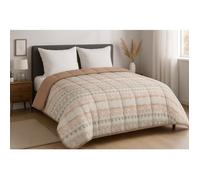 Couette - MORTREUX - Nat géo / Uni sable - 220 x 240 cm - Tempérée - Lavable en machine